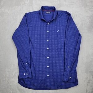 Albatros Shirt Mens Large Blue Button Up Dress Oxford Collared Rockabilly Adult